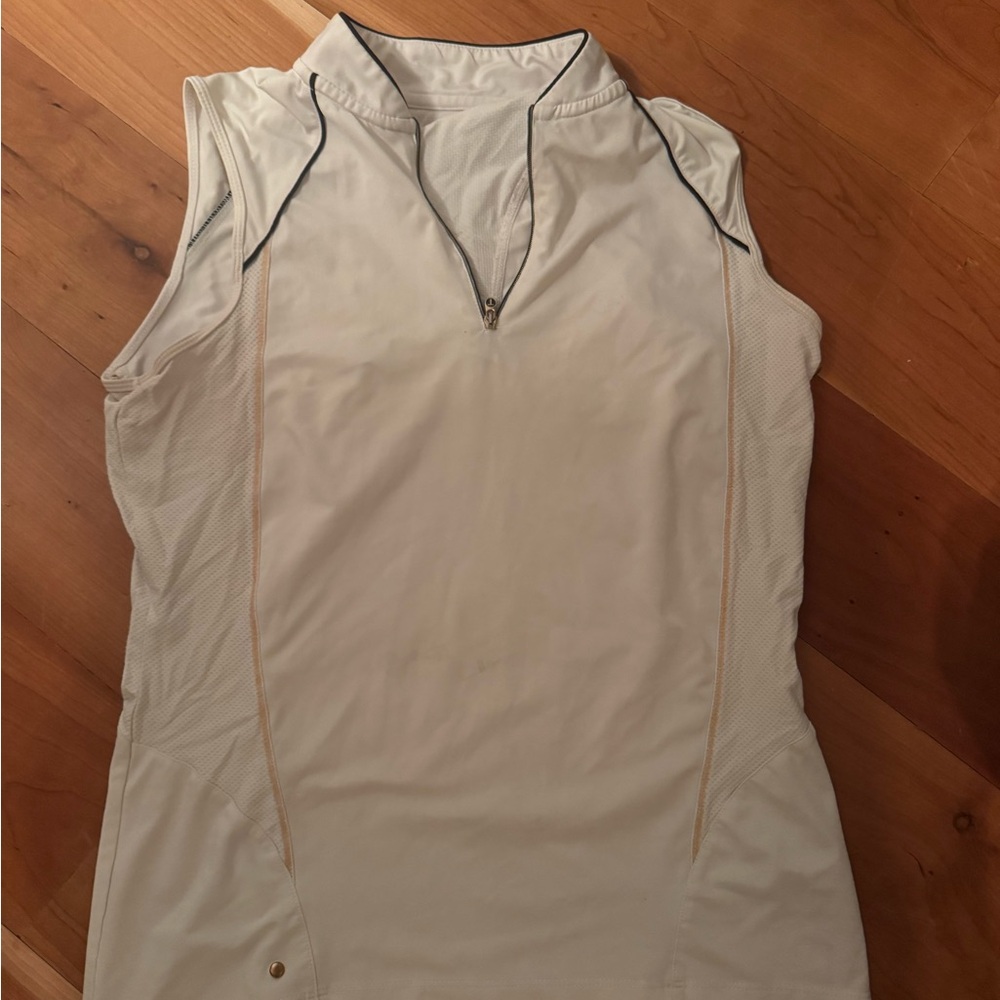 Sleeveless White Dri-Fit Zip-Up